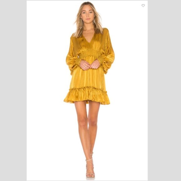 Ulla Johnson Odette Mini Dress in Gold - Picture 1 of 8